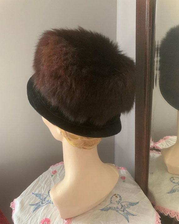 1950s Mink Fur Hat, 60s Mink Fur Hat, Vintage Bla… - image 2