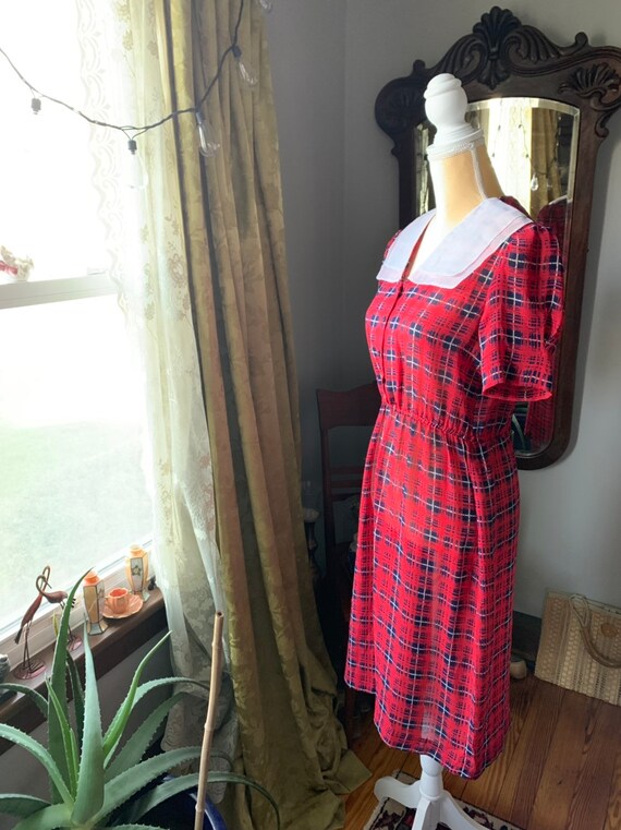 Vintage Plaid Dress, 70s Does 40s Dress, 40s Styl… - image 2