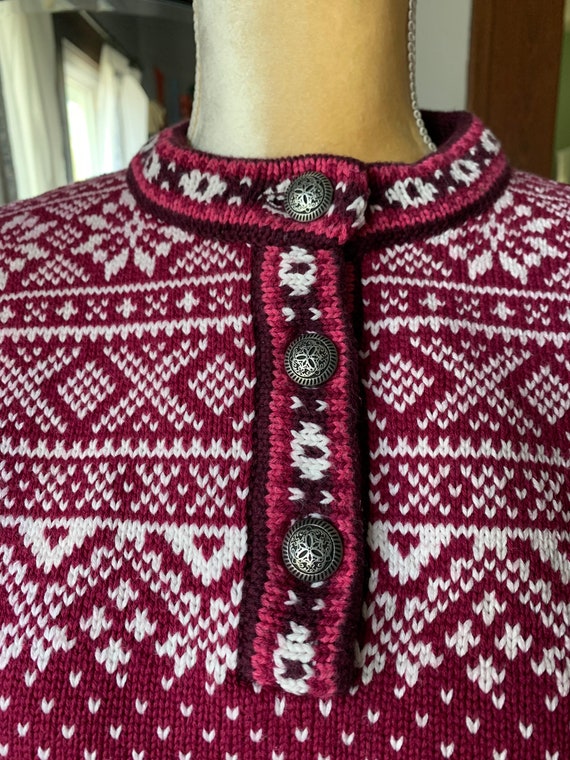 Vintage LL Bean Purple Pink Fair Isle Sweater, 90… - image 10