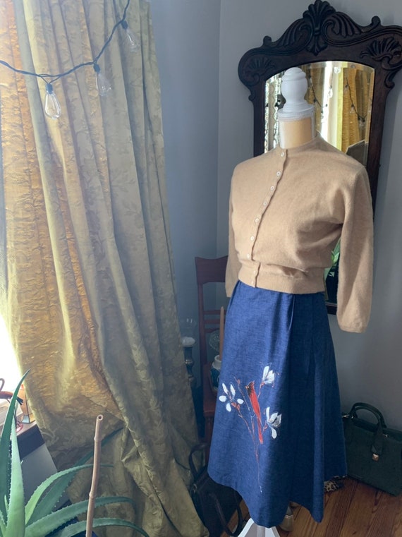 Vintage Bird Skirt, Novelty Cardinal Skirt, Vinta… - image 7