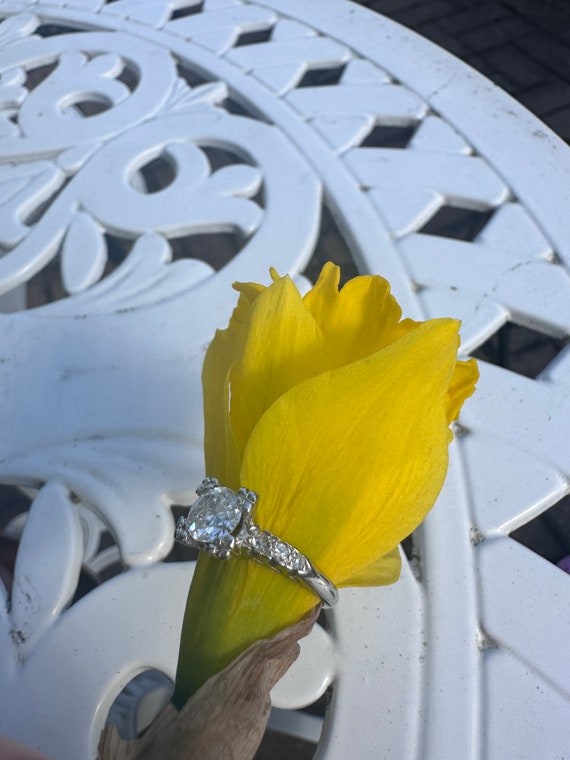 Art Deco White Gold Diamond Ring, 1 Carat Diamond… - image 4