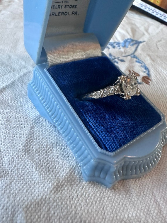 Art Deco White Gold Diamond Ring, 1 Carat Diamond… - image 7