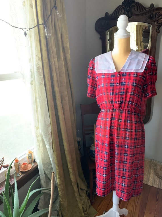 Vintage Plaid Dress, 70s Does 40s Dress, 40s Styl… - image 10