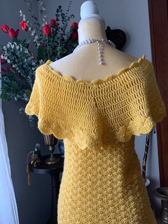 Vintage Yellow Crochet Blouse, Vintage Handmade C… - image 6