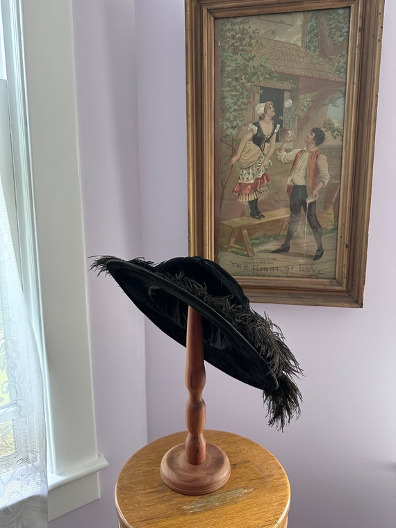 Antique Ostrich Feather Hat, Edwardian Plumage Hat