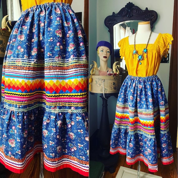 Vintage Seminole Indian Quilted Skirt, Native Amer