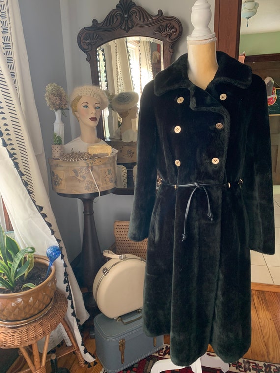 1970s Borgazia Black Faux Fur Coat, Vintage Vegan… - image 8