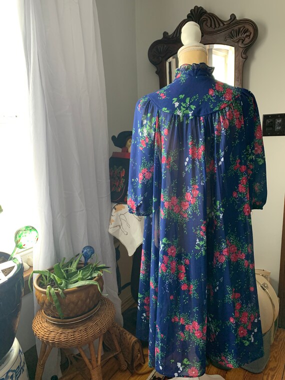 Vintage Blue Tent Dress, 1970s Blue Floral Dress,… - image 6