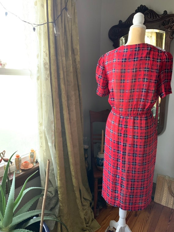 Vintage Plaid Dress, 70s Does 40s Dress, 40s Styl… - image 9