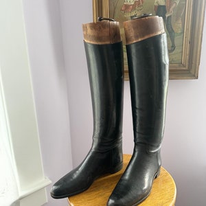 Antique Riding Boots With Wooden Boot Trees, Victorian Black Leather Riding Boots, Edwardian Riding Boots, Craig And Davies Riding Boots