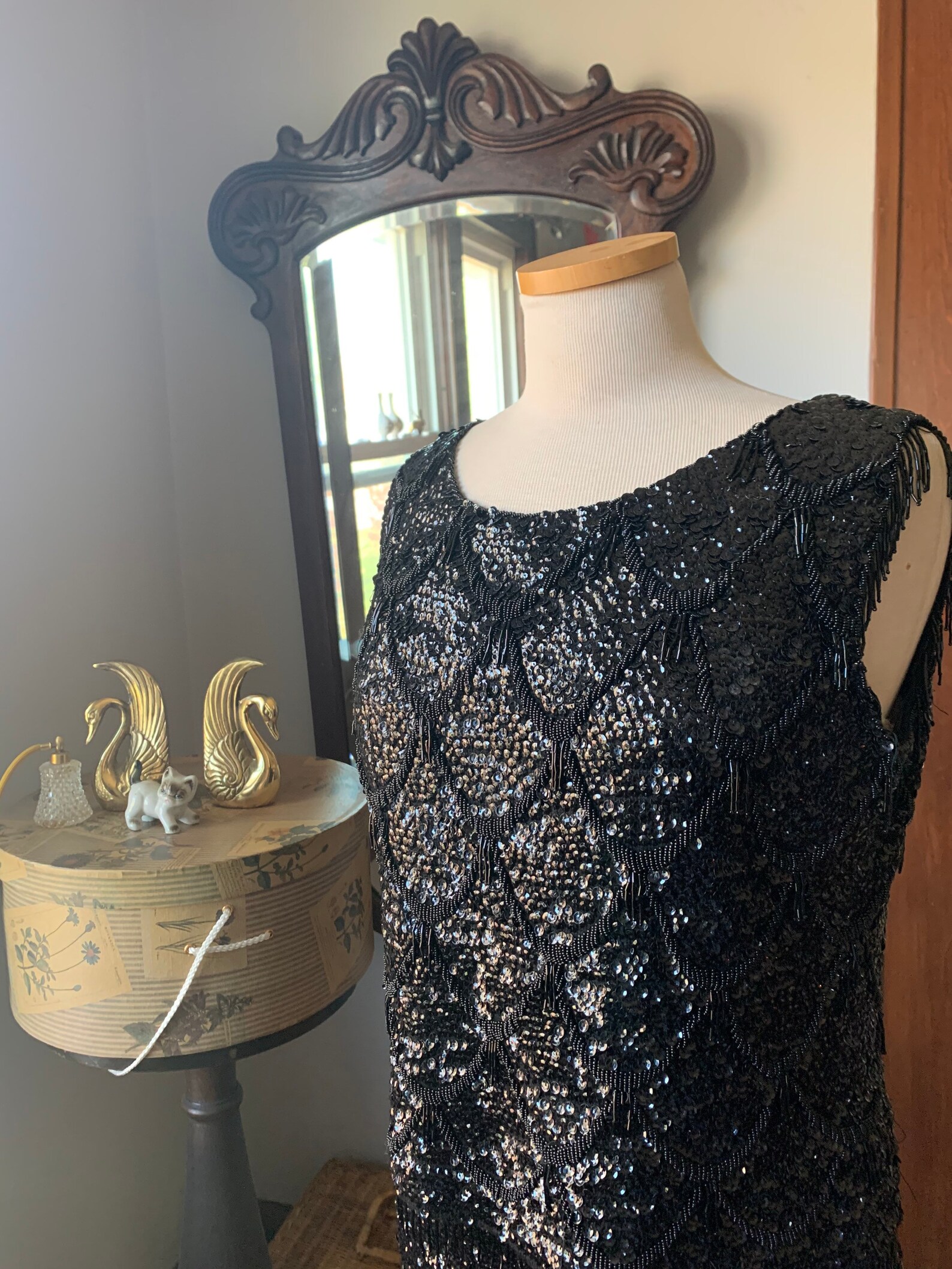 Vintage Sequined Knit Dress Hand Beaded Knit Dress Hand Etsy