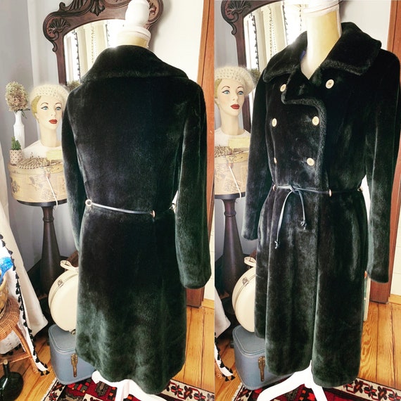 1970s Borgazia Black Faux Fur Coat, Vintage Vegan… - image 1