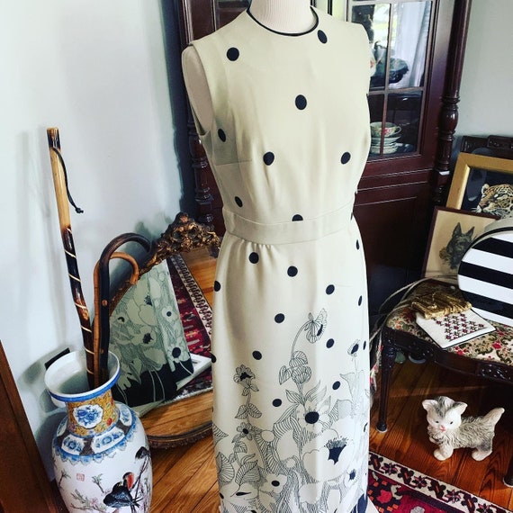 70s Poppy Print Polka Dot Maxi Dress, Boho Vintag… - image 2