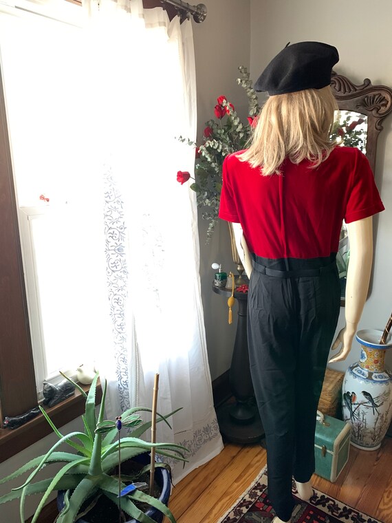 90s Red Velvet Jumpsuit, 90s Asian Inspired Rompe… - image 4