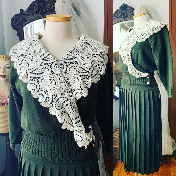 Vintage Sweater Skirt Set, 90s Does 40s Sweater Sk