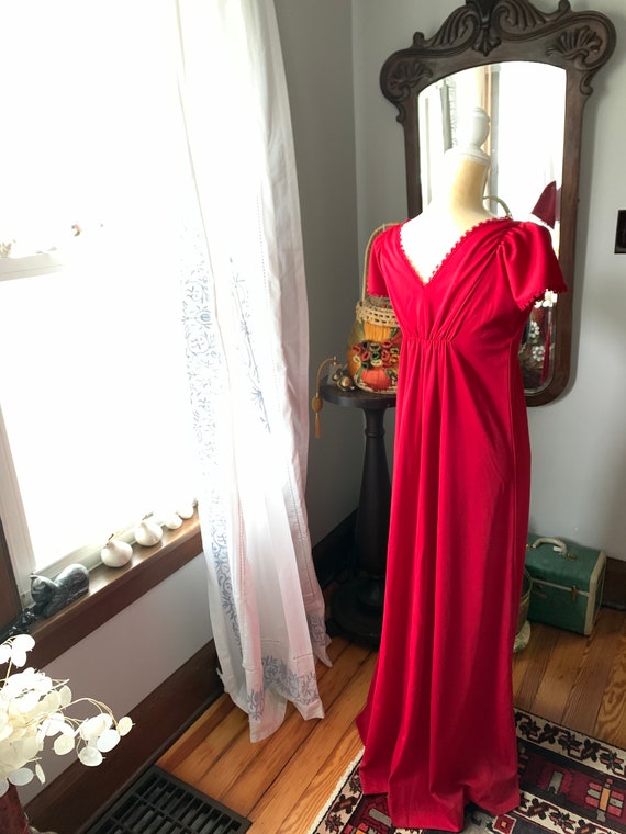 70s Red Maxi Dress, Autumnal Red Formal Dress, Vi… - image 3