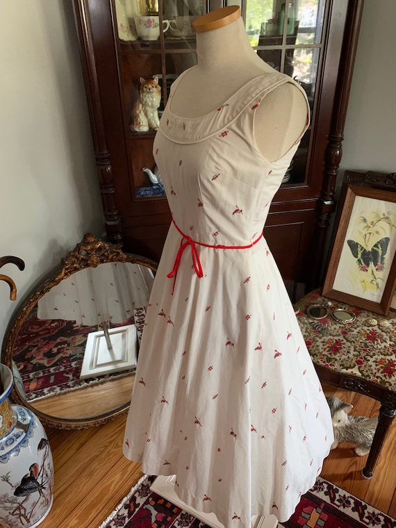 50s White Cotton Dress, Victory Dress, Ivory Dres… - image 2