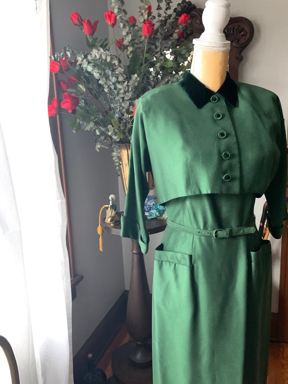 40s Green Dress, R&K Original Dress, Vintage Gree… - image 5