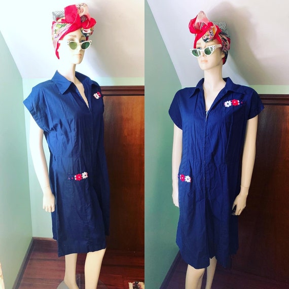 50s Navy Blue Romper Shorts, 60s Blue Scooters, Vi