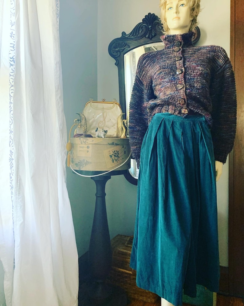 Vintage hand Knit Cardigan 80s Heather Wool Cardigan ...