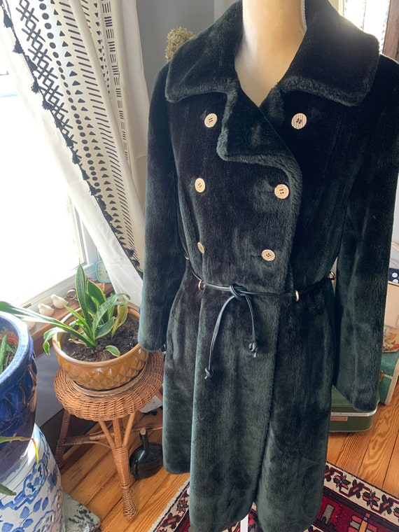 1970s Borgazia Black Faux Fur Coat, Vintage Vegan… - image 2