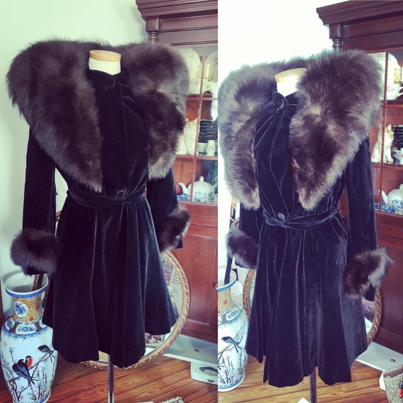 1930s Princess Coat, Fur Trimmed Princess Coat, Vi
