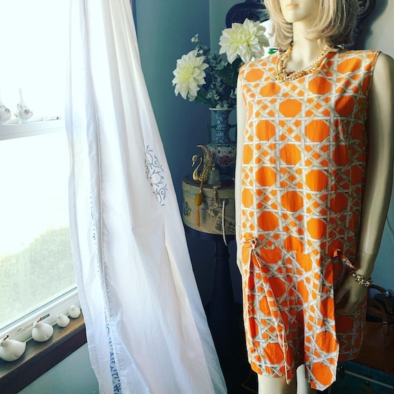 Vintage Orange Romper Shorts, 60s Orange Skorts, … - image 3
