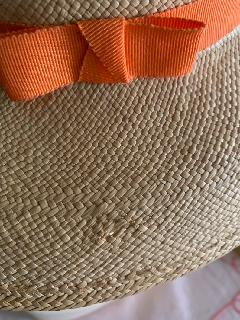 50s cappello di paglia, 40s cappello di paglia, cappello di paglia vegetale, cappello di Panama, Columbia Hat, cappello di paglia dell'annata, Therese Ahrens Hat, cappello estivo tesa larga immagine 8