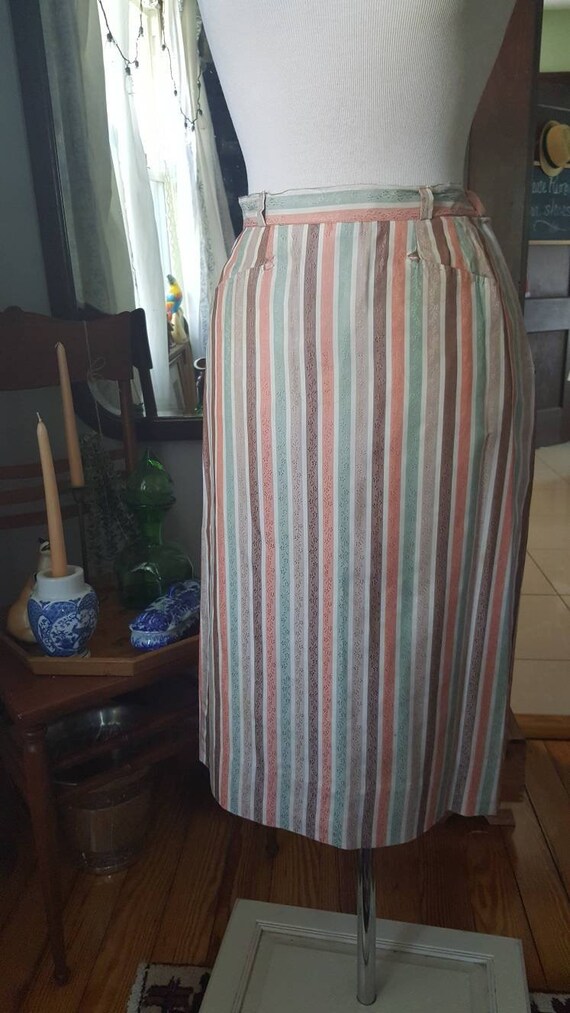 Vintage Striped 70s Does 40s Skirt, Vintage 1940s… - image 2