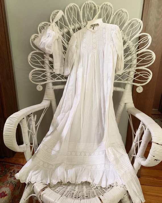 Antique White Cotton Baby Dress, Victorian Baby Bapti… Gem