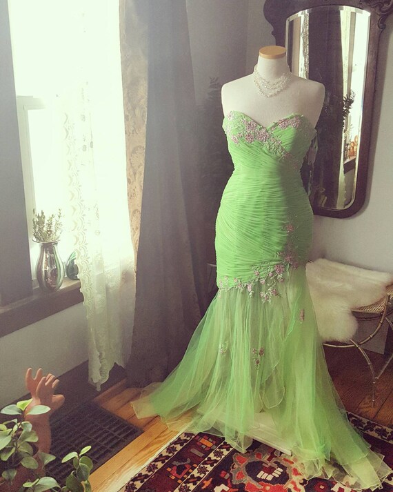 90s 90's Prom Mermaid Formal Lime Green Vintage Dress New With Tags 1990s  Dance Special Occasion - Etsy