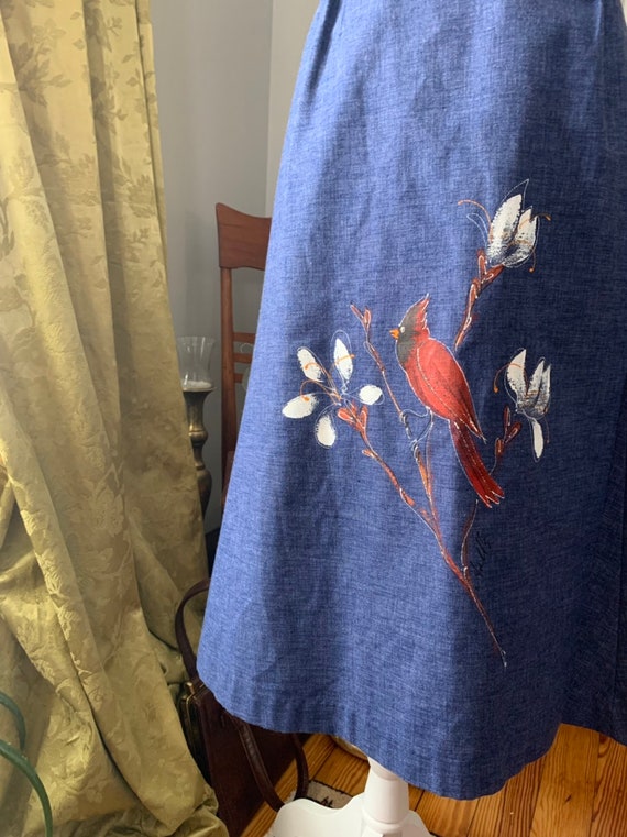 Vintage Bird Skirt, Novelty Cardinal Skirt, Vinta… - image 10