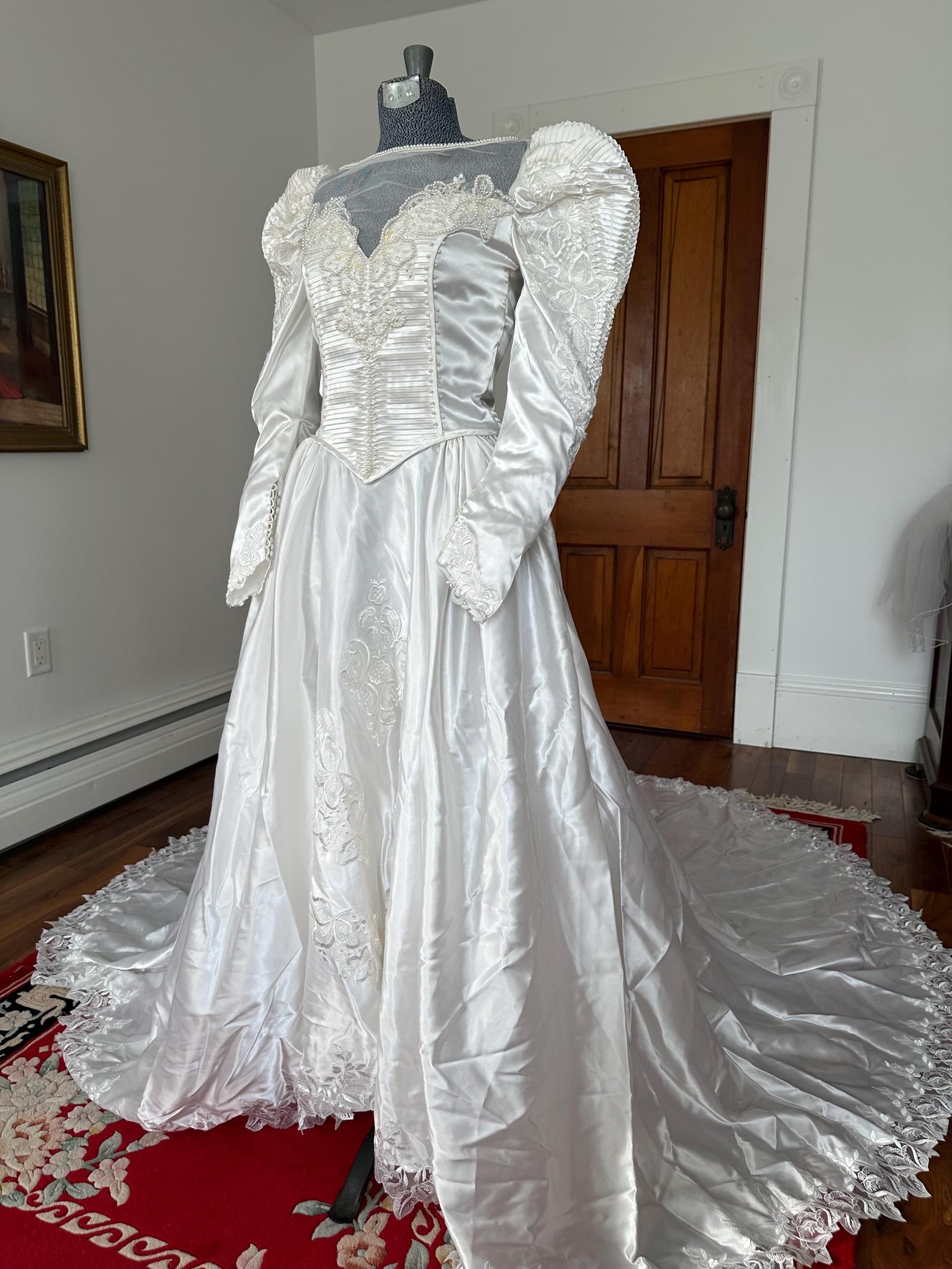 1980s Puffed Sleeve Wedding Dress, Victorian Style Wedding Dress, 1990s 1980s Puffed Sleeve Wedding Dress, Victorian Style Wedding Dress, 1990s