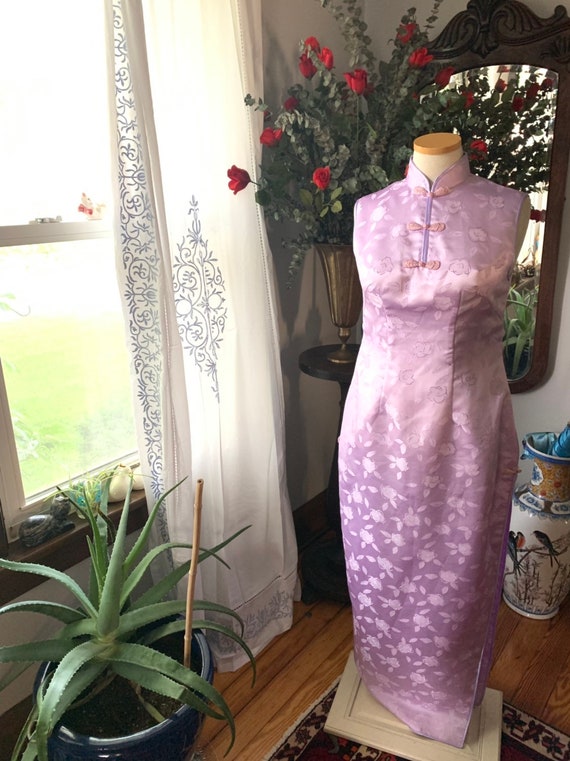 60s Asian Dress, Purple Qipao Dress, Cheongsam Dr… - image 7