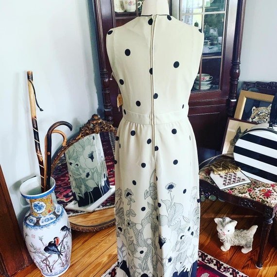 70s Poppy Print Polka Dot Maxi Dress, Boho Vintag… - image 8