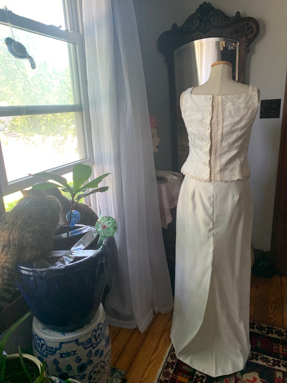 Vintage 90s Wedding Dress, 90s Satin Wedding Gown… - image 10