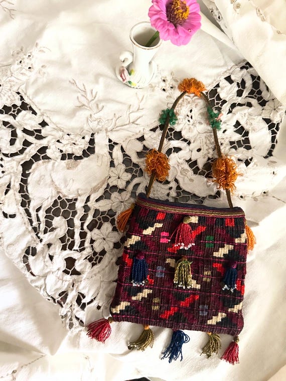 Antique Kilim Purse, Vintage Kilim Handbag, Wool … - image 9
