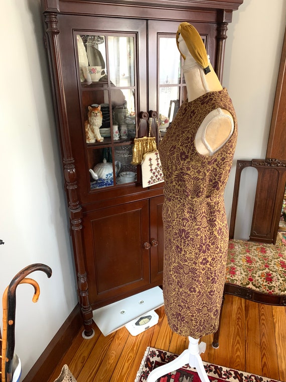 50s Linen Dress, Mustard and Wine Linen Dress, 60… - image 10
