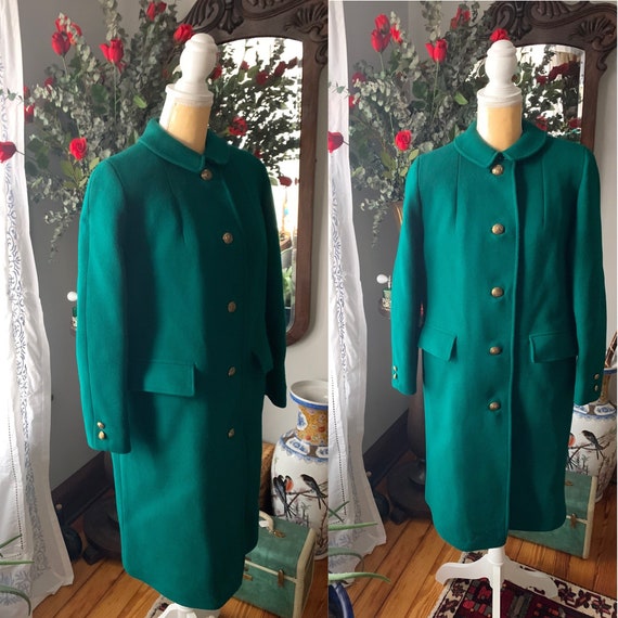 Vintage Green Coat, 60s Green Coat, Green Wool Coa