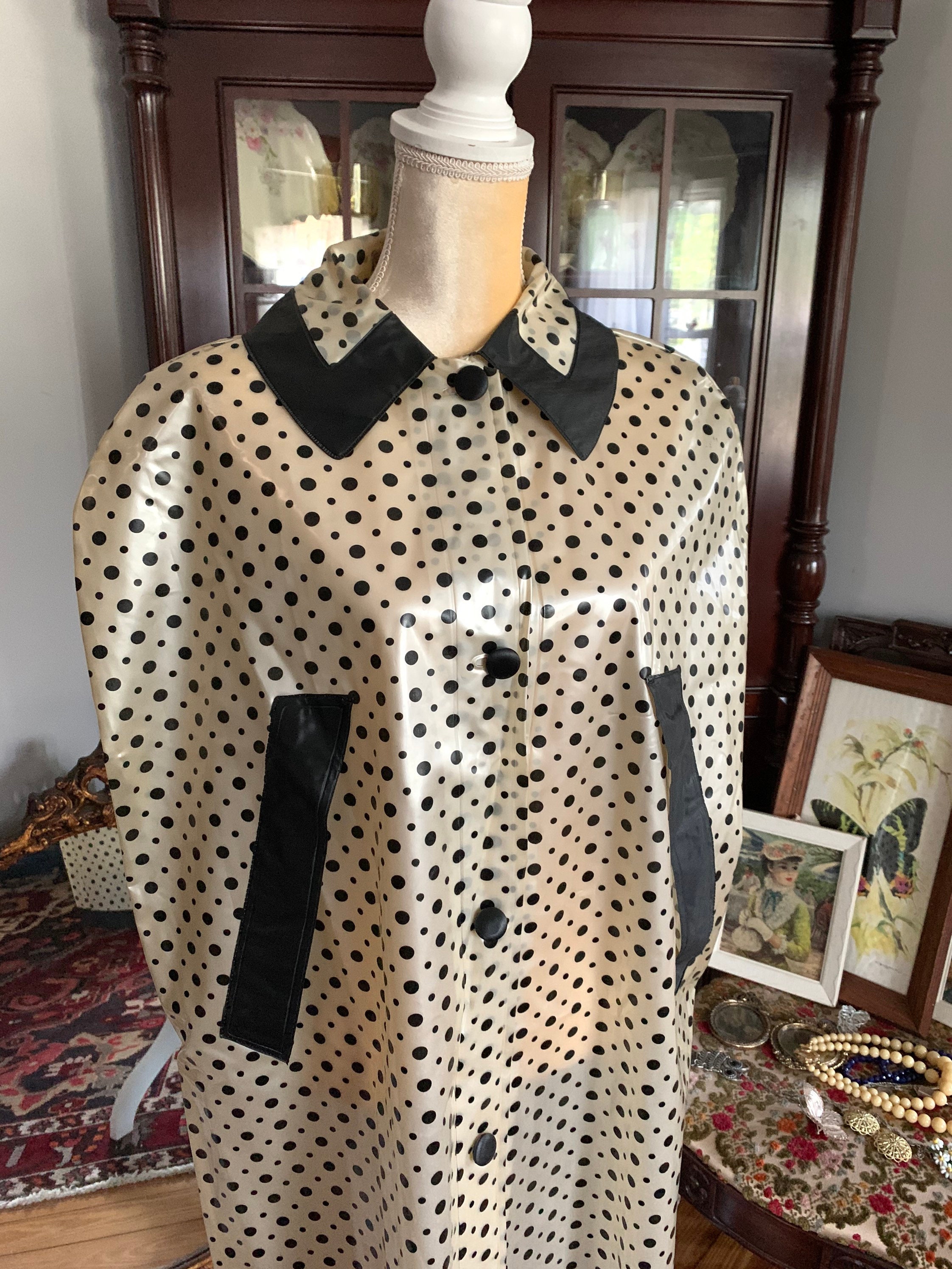 50s Plastic Raincoat 50s Vinyl Rain Jacket 60s Clear Polka Etsy