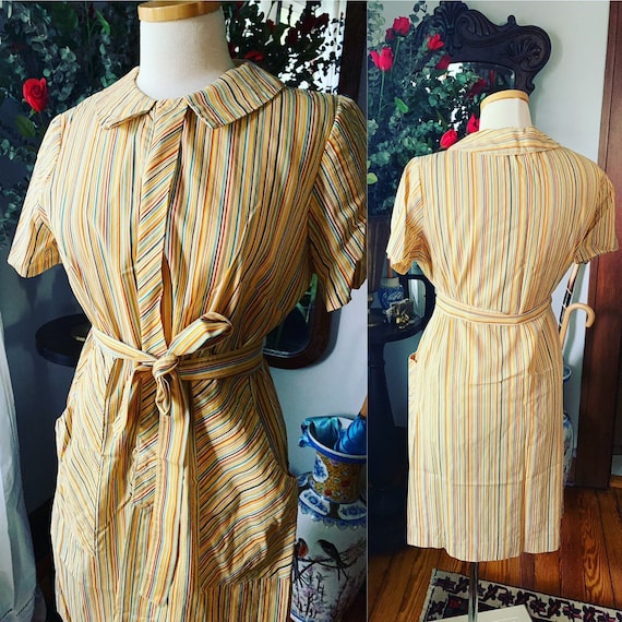 50s Striped Dress, 60s Striped Dress, Vintage Dres