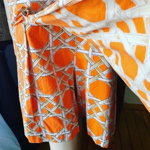 Vintage Orange Romper Shorts, 60s Orange Skorts, 60s Orange Lattice Print Dress, Size Large Romper, 60s Jumpsuit, Summer Dress image 10