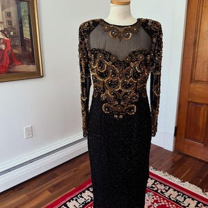 Vintage Beaded Formal Dress - Etsy Vintage Beaded Formal Dress - Etsy