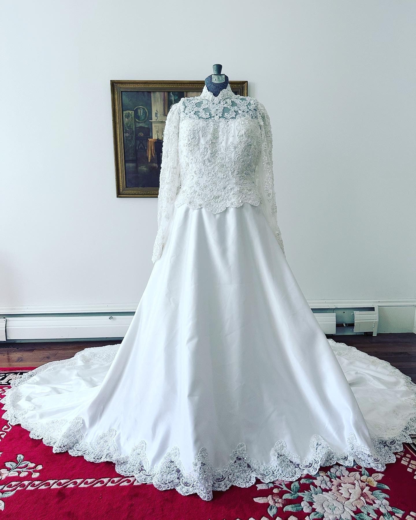 1990s White Wedding Dress, Vintage Morilee Wedding Dress, Satin