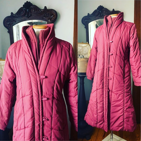 Vintage Pink Puffer Coat, 80s Pink Puffer Coat, Lo