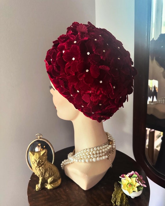 Vintage Velvet Flower Hat, Mr John Velvet Floral … - image 9