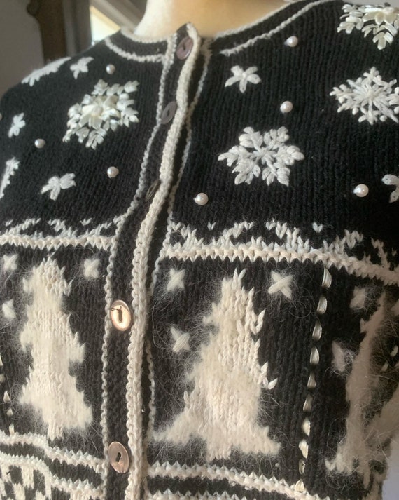 Vintage Winter Cardigan, Pine Tree Cardigan, Size… - image 7