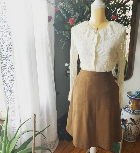 60s Tan Wrap Skirt, 60s Gurian Skirt, Vintage Tan