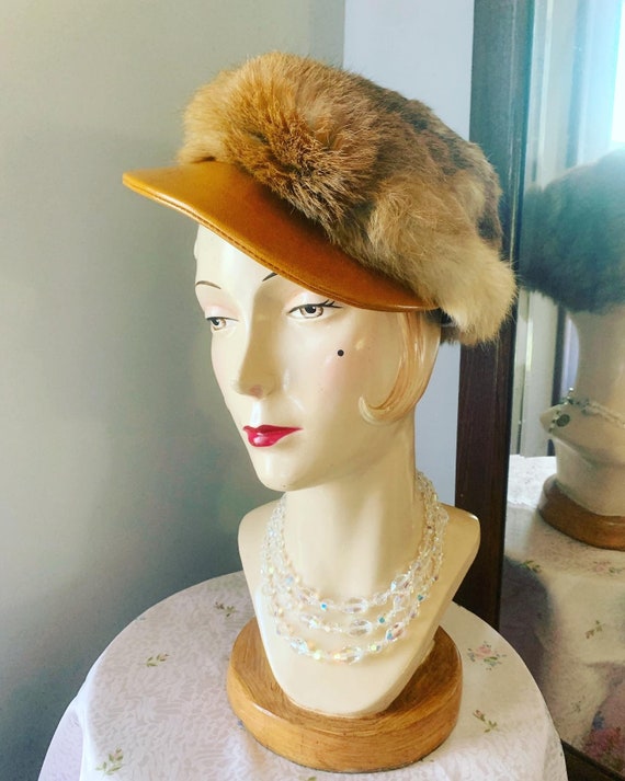 1970s Fox Fur Hat, 60s Fox Fur Hat, Fur News Boy … - image 3