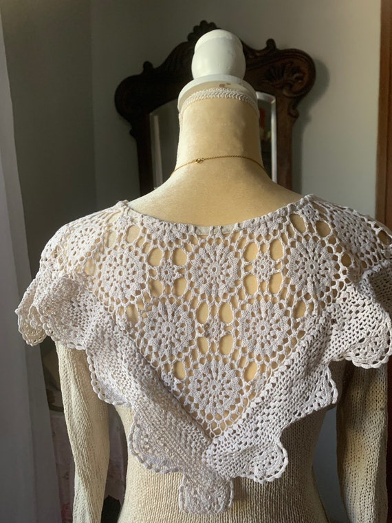 Vintage Cottagecore Sweater, Ivory Crochet Sweate… - image 2